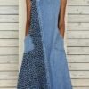 Women's Dresses Leopard Denim Midi Dress