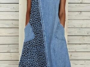 Women's Dresses Leopard Denim Midi Dress