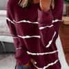 Tie-dye Stripes Print Long Sleeve Tops
