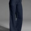 Cotton Linen Solid Color High Waist Wide Leg Pants
