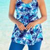 Tie Dye Straps V-Neck Vacation Tankinis Swimwear Suits