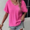 55e169b8f133b0b2a1208ff55331bc04.jpg Solid Batwing Sleeve V Neck Blouse