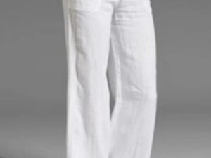 Cotton Linen Solid Color High Waist Wide Leg Pants