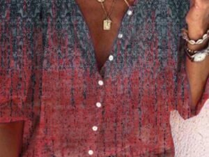 Women 3/4 Sleeve V-neck Printed Tops