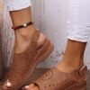 Ethnic Pattern Punched Hollow Velcro Vintage Sandals