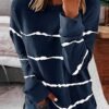 Tie-dye Stripes Print Long Sleeve Tops