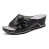 3D Floral Cutout Upper Vintage Bohemian Wedge Slippers