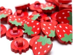 10Pcs Lovely Strawberry Wooden Buttons Sewing Fasteners Buttons DIY Art Making Kit Decoration Buttons Useful and Attractive