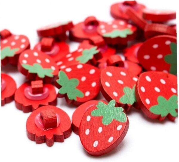 10Pcs Lovely Strawberry Wooden Buttons Sewing Fasteners Buttons DIY Art Making Kit Decoration Buttons Useful and Attractive