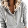 Women Long Sleeve Hooded Pockets Colorblock Top