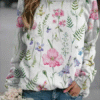 Floral Crew Neck Long Sleeves Sweatshirts