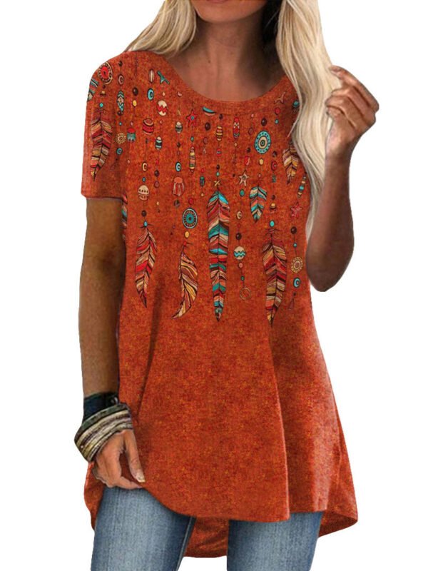 64f3ae67e4b78d9c8e868fb278a7ef2d.jpg Women's Floral Printed Short Sleeve Scoop Neck Tops