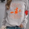 Women's Long Sleeves Round Neck Graphic Printed Top