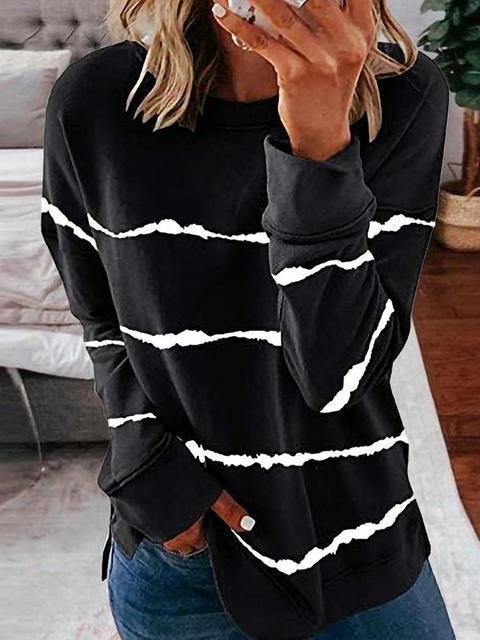 Tie-dye Stripes Print Long Sleeve Tops