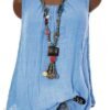 Casual Crew Neck Solid Color Sleeveless Tank Top