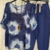 Cotton And Linen Printed Causal Two Piece Set