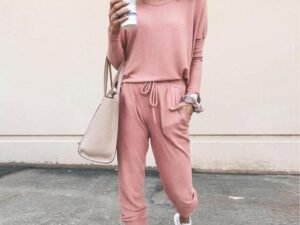 Plain Drawstring Casual Two-piece Outfits