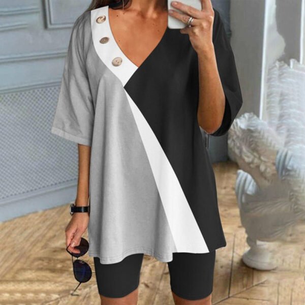 Black And White Color Block Two Piece Set