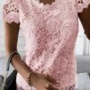 Women's Fashion Lace Short Sleeve Top