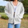 Casual Solid Color Hooded Zipper Hoodie