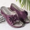 3D Floral Cutout Upper Vintage Bohemian Wedge Slippers