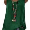 Casual Crew Neck Solid Color Sleeveless Tank Top