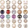 30 Pcs No Sew Invisible Buttons Pearl Brooch Button Women Reusable Pearl Cover Up Pin Removable Replacement Safety Button Dress Supplies Decoration for Girls Clothing Shirt Blouse Sweater Shawl Coat
