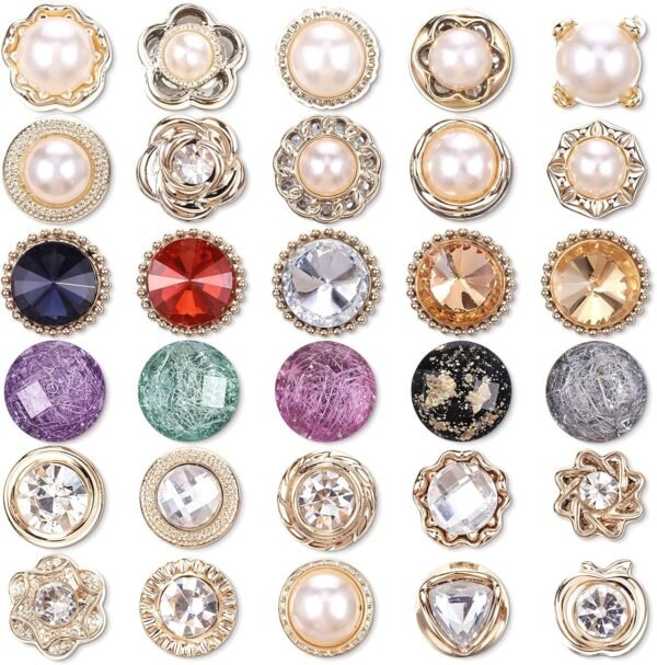 30 Pcs No Sew Invisible Buttons Pearl Brooch Button Women Reusable Pearl Cover Up Pin Removable Replacement Safety Button Dress Supplies Decoration for Girls Clothing Shirt Blouse Sweater Shawl Coat