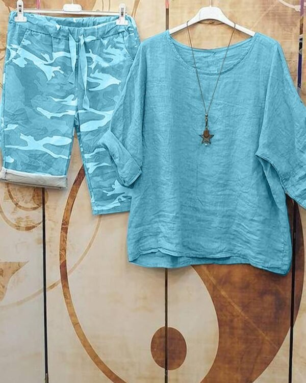 Summer Solid Color Casual Style Short Sleeve Suit
