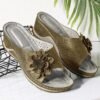 3D Floral Cutout Upper Vintage Bohemian Wedge Slippers