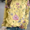 Floral Crew Neck Long Sleeves Sweatshirts