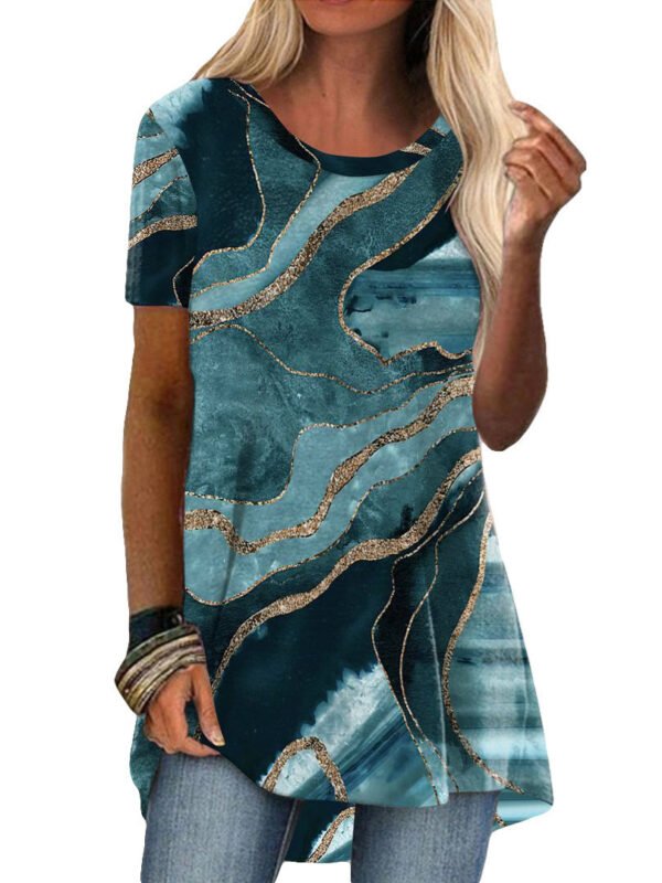 8bd0d1d34808a50614ce5b241ae72674.jpg Women's Floral Printed Short Sleeve Scoop Neck Tops