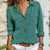 Womens Simple Lapel Blouse