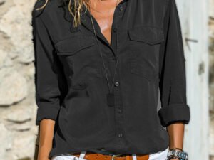 Womens Simple Lapel Blouse