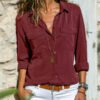 Womens Simple Lapel Blouse