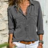 Womens Simple Lapel Blouse