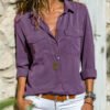 Womens Simple Lapel Blouse