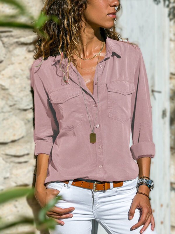 Womens Simple Lapel Blouse