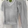 Casual Style Solid Color V Neck Two Piece Suit