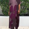 Printed V-neck Slit Side Long Tee Casual Two-piece Suits