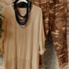 Crew Neck Solid Color Top With Camouflage Pants Set