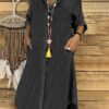 Casual Lapel Solid Denim Dress