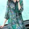 Stylish Peter Pan Collar Button Print Chiffon Shirt Tops Summer