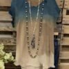 Ombre Tie-Dye Short Sleeve Casual Shirts Tops