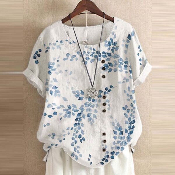 Retro Leaf Print Loose Casual Shirt