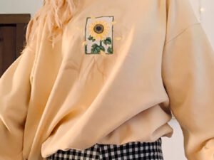 Loose Thin Sunflower Printed Long Sleeve Hoodie