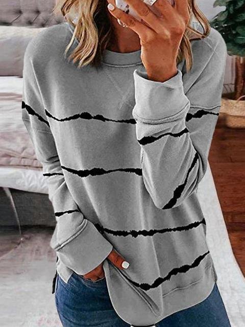 Tie-dye Stripes Print Long Sleeve Tops