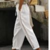 Women's Pants Trousers Faux Linen Dark Grey Camel White Fashion Casual Daily Side Pockets Ankle-Length Comfort Plain S M L XL 2XL