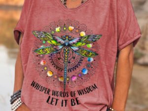 Whisper Words Of Wisdom Printed Dragonfly Hippie T-shirt