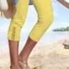 Plain color patterned elastic waist lace high elastic pants Capri Leggings